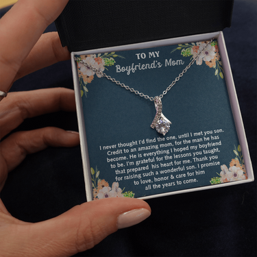 to my boyfriend's mom necklace, thank you for raising such a wonderful son alluring beauty necklace